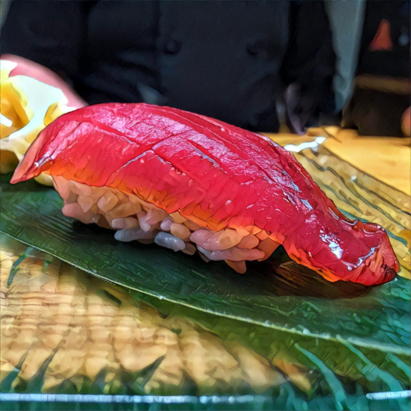 Nigiri (nigirizushi) with tuna Types and names of sushi: nigiri (nigirizushi) with tuna