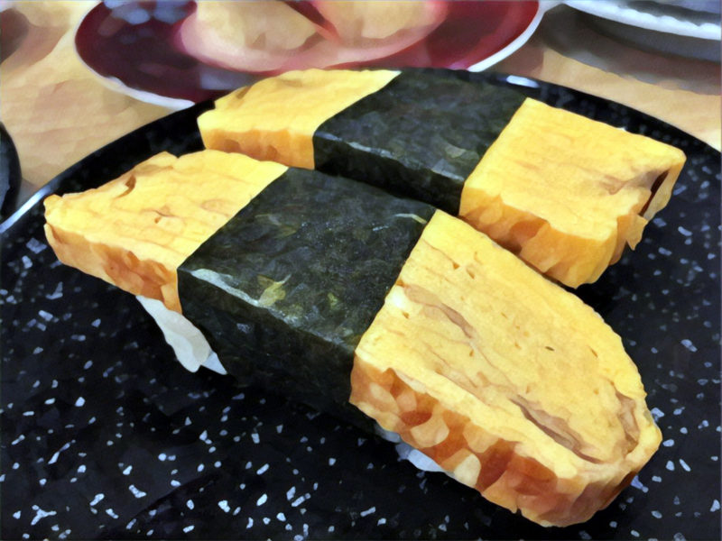 Nigiri (nigirizushi) with Japanese omelette (tamagoyaki) Nigiri (nigirizushi) with Japanese omelette (tamagoyaki)